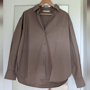 Oak + Fort Taupe Button Down Shirt Size Small
